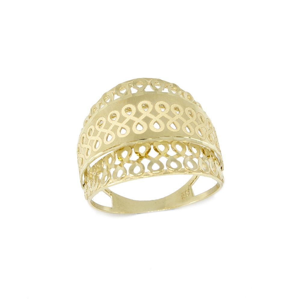 Anel Infinito Sobreposto Vazado em Ouro Amarelo 18 Kilates - 25098
